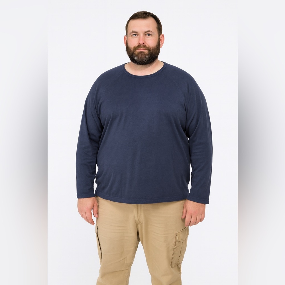 Banana Republic Sweater Mens XXL Blue Silk Linen Long Sleeve Crew Neck Classic